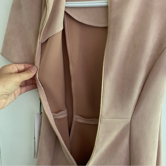 NWT Calvin Klein soft blush pink faux suede scuba sheath dress size 0P. - Picture 8 of 8